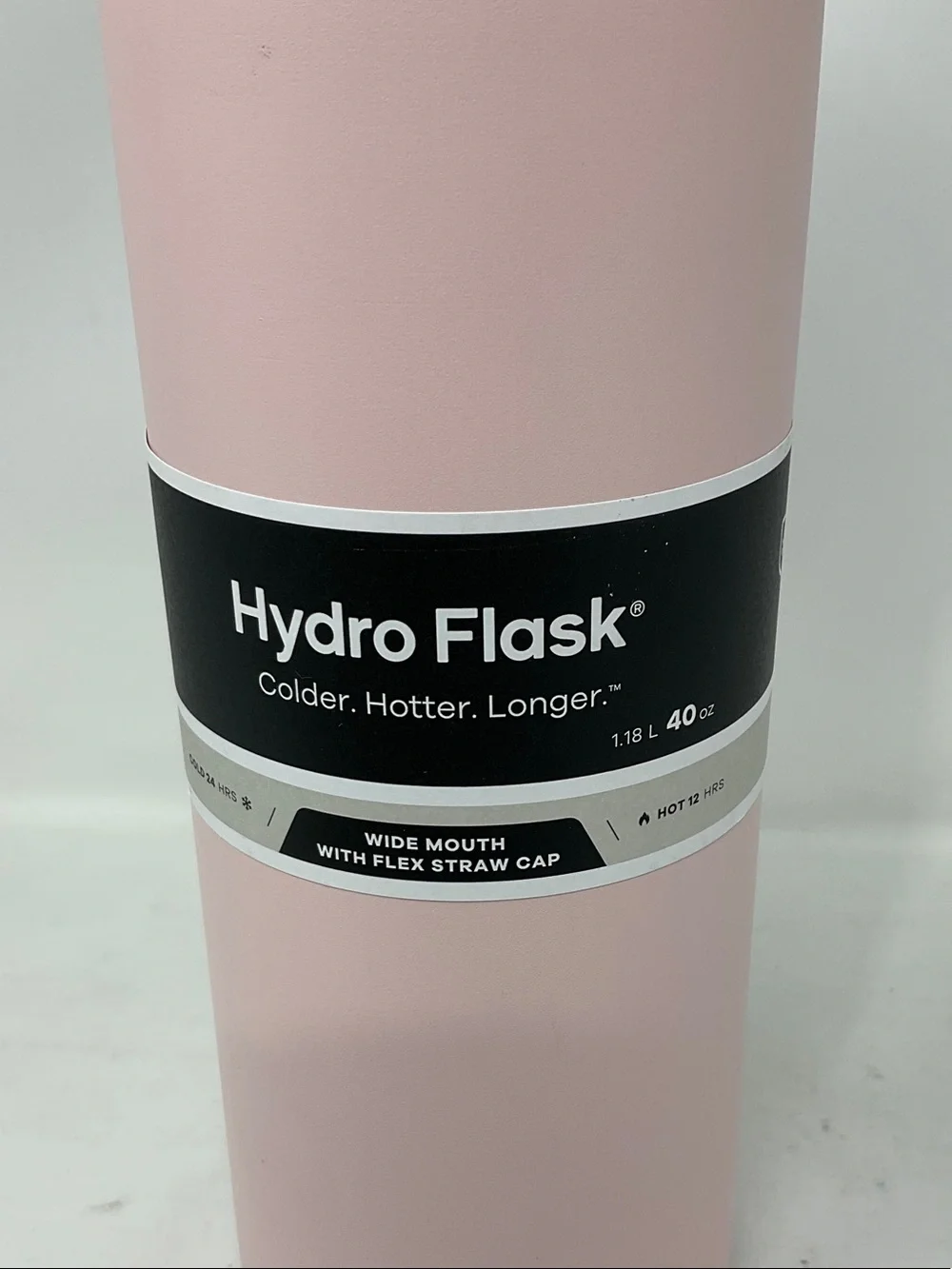 Hydro Flask Wide Mouth Bottle with Flex Straw Cap - Light Pink and Black
